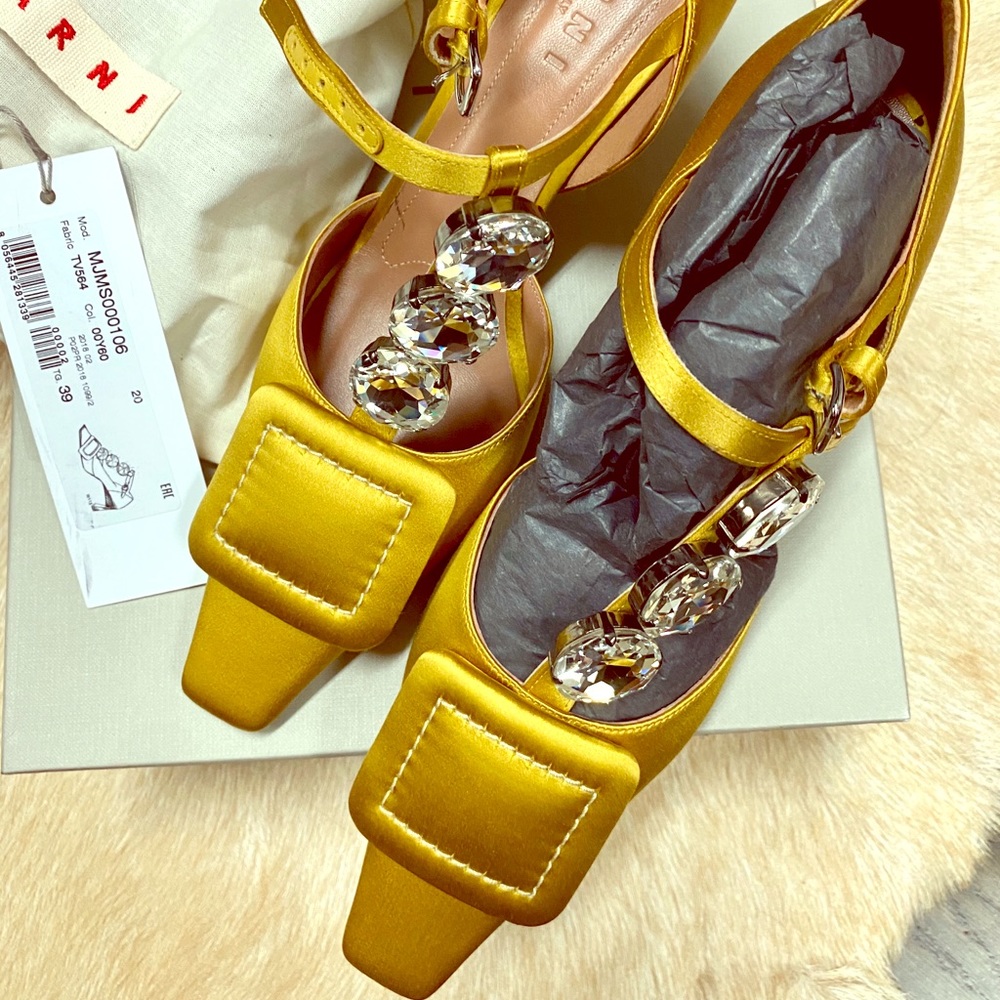 COPY - Marni MaryJane Embellished Satin Yellow39NEW